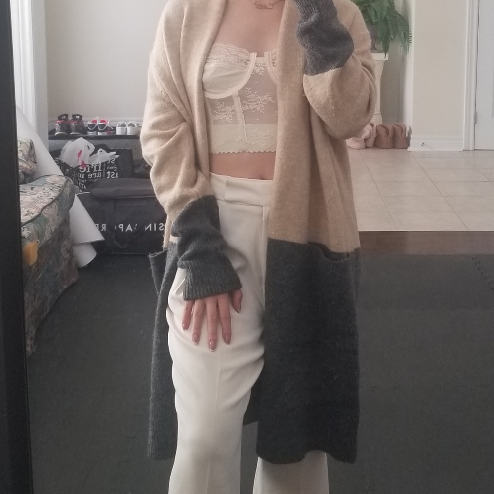 Michael Kors Two Tone Oversized Sweater Cardigan